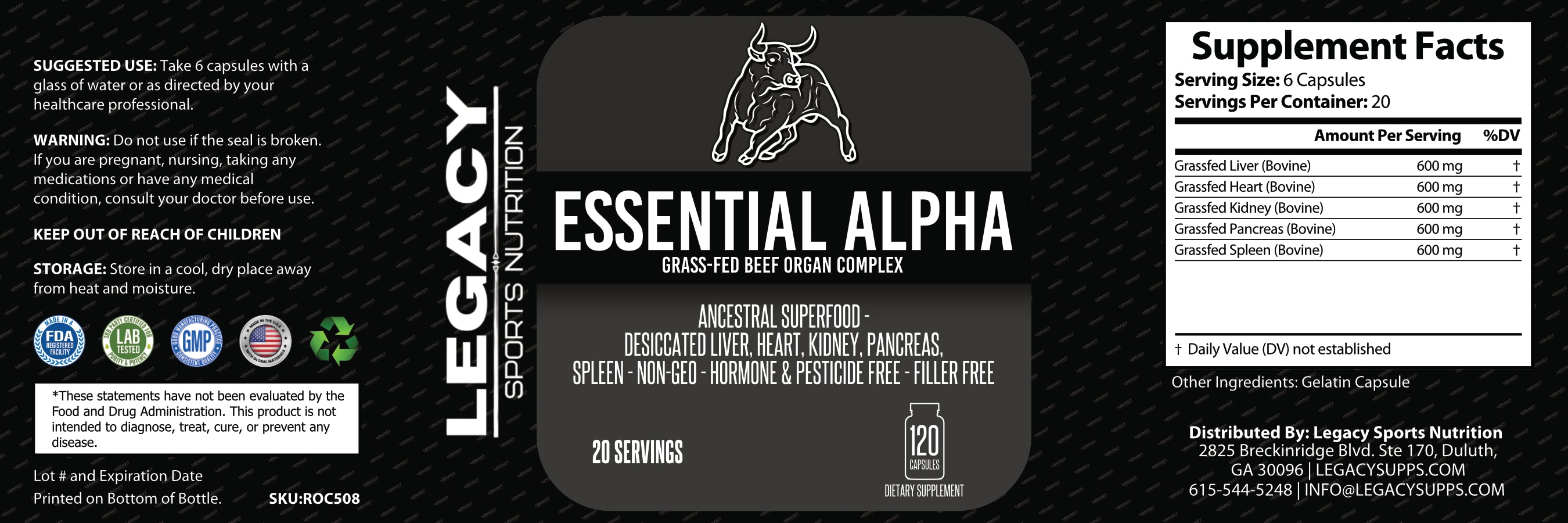 Life Essential Alpha Essential Alpha - Grass-fed Beef Organ Complex – Legacy Sports Nutrition