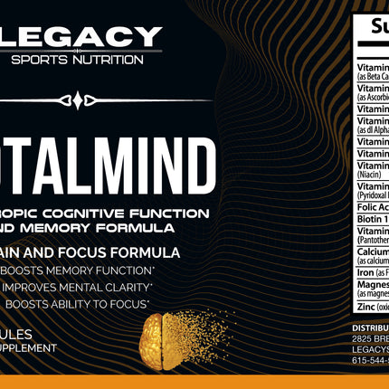 Nutrition facts for TotalMind supplements