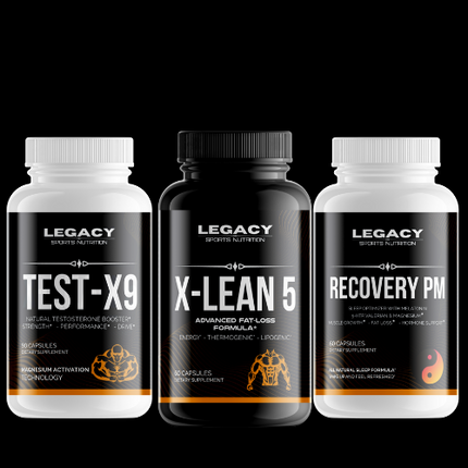 Test-X9, X-Lean 5, and Recovery PM supplements