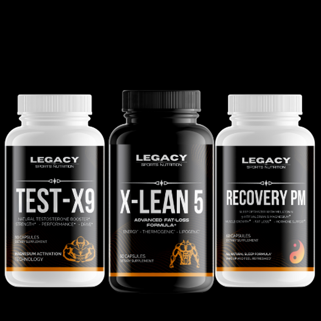 Test-X9, X-Lean 5, and Recovery PM supplements